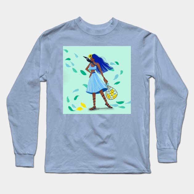 explorer girl with her bird Long Sleeve T-Shirt by MAGLISHNIMA